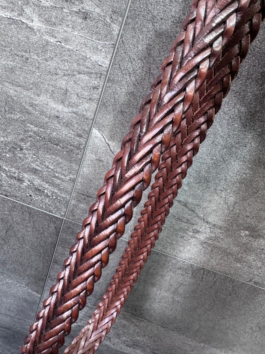Mulberry Woven Braided Leather Belt Brown Cognac Brass Tone Buckle Size S Small Mulberry | Heritage Braided Belt | Tan Silky Calf | Men main image 2
