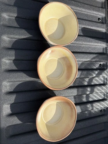 3 VTG Frankoma Plainsman 5X Desert Gold/Brn 5.75" Dessert Bowls, No Chips/Cracks