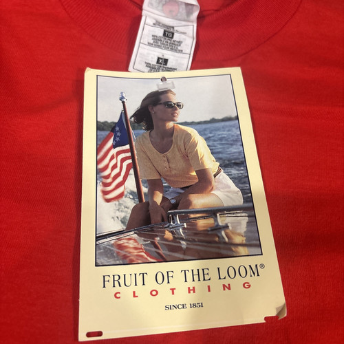 Vintage FRUIT OF THE LOOM HEAVY COTTON Single Stitch RED T-SHIRT Men’s Size XL - Picture 4 of 8