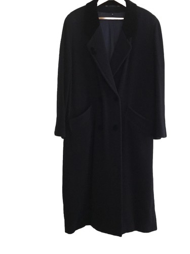 Berghaus Navy Wool Women’s Calf Length Coat 16/18 Velvet Detailing - Picture 4 of 12