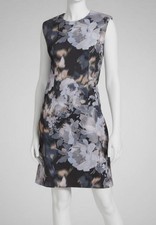 Calvin Klein Women's Black Floral Scuba Cap-Sleeve Floral Sheath Dress Size 4