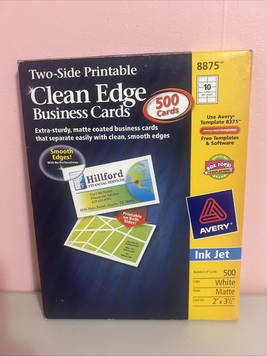 Avery WHITE Matte BUSINESS CARDS 2" x 3-1/2" #8875 Clean Edge Ink Jet 320 Cards