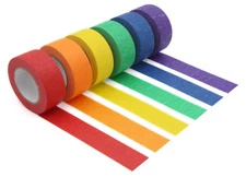 Colored Masking Tape Set, 6 Rolls 1" x 13yd for Crafts, Labeling, Kids Art Proje