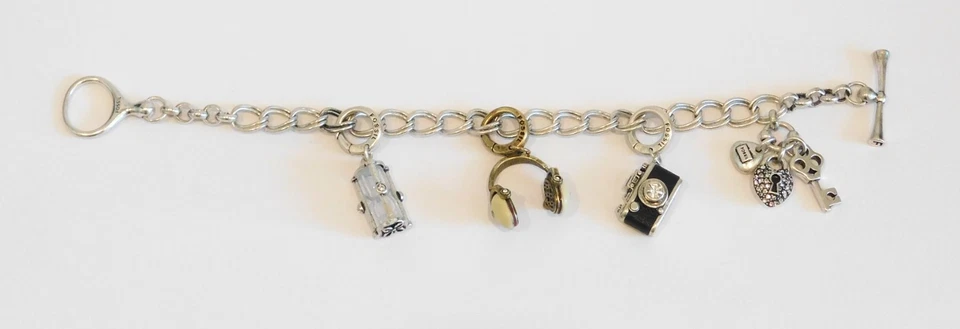 Браслет с брелоками Fossil Key Heart навесной замок с тремя съемными винтажными подвесками - Изображение 2 из 4