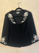 Vintage Embroidered Black Skirt Set Floral Coquette Eveningwear Size 12