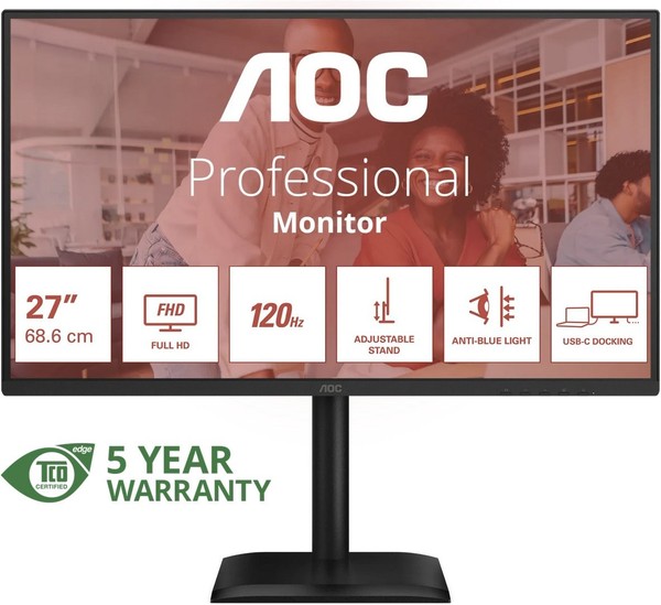 AOC 27E4CV 27 Zoll Full HD IPS LED 16:9 120 Hz Office Monitor-image