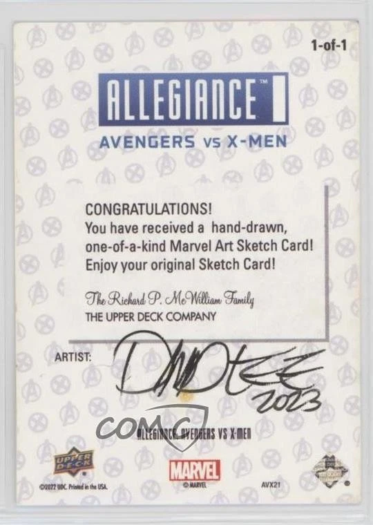 2023 Upper Deck Allegiance Avengers vs X-Men 1/1 David Lee Auto Sketch 1a41 - Image 2 of 3
