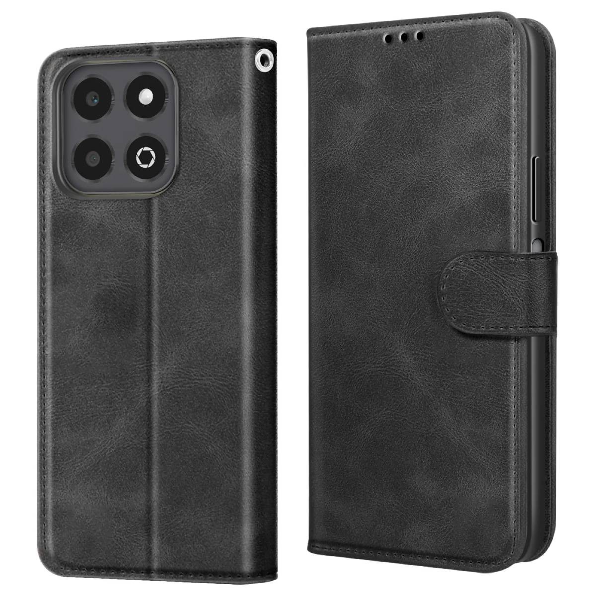 Etui portefeuille Honor X6b Avizar antichoc noir en cuir synthetique