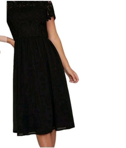 Chi Chi London Women's Bronte A-Line Lace Tulle Black Dress Size UK 10 - Picture 4 of 7