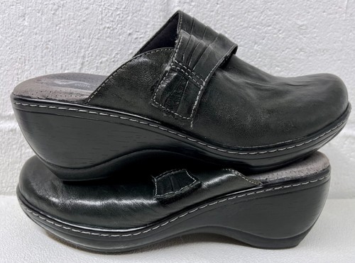 Softwalk Women's Size 6.5 Mason Clog Black Leather Adjustable Strap Comfort Shoe - Picture 11 of 17