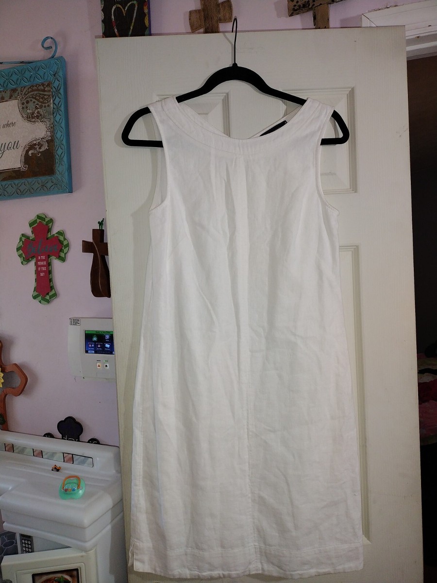 M&S COLLECTION WHITE LINEN BLEND SLEEVELESS LINED SHIFT DRESS SIZE 8 | eBay