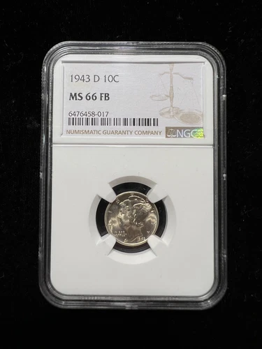 1943-D Mercury Silver Dime NGC MS 66 FB Full Bands White coin