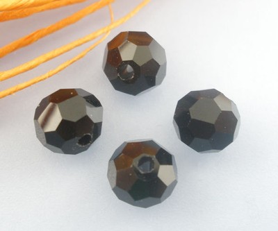 100 Perles Verre Crystal Facette Noir Boule 6mm