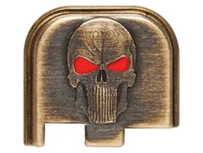 NDZ Brass Glock 43 43X 48 3D Skull Red Eyes Slide Cover Back Plate