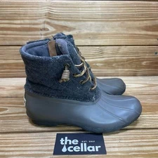 Sperry Womens 6 Boots Saltwater Wool Ankle Winter Booties Gray