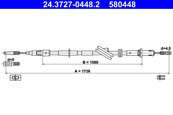ATE Bremsseil Hinten Rechts Mercedes 24.3727-0448.2-image