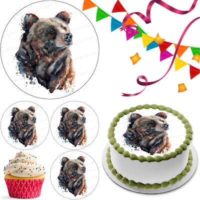Bär Tier Tortenaufleger Party Deko essbar Geburtstag Feier Cupcake
