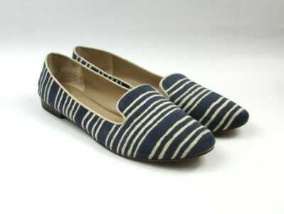 Vince Camuto Lilliana Flat Women's Sz 10B Blue White Canvas Slip On Loafer  Shoes