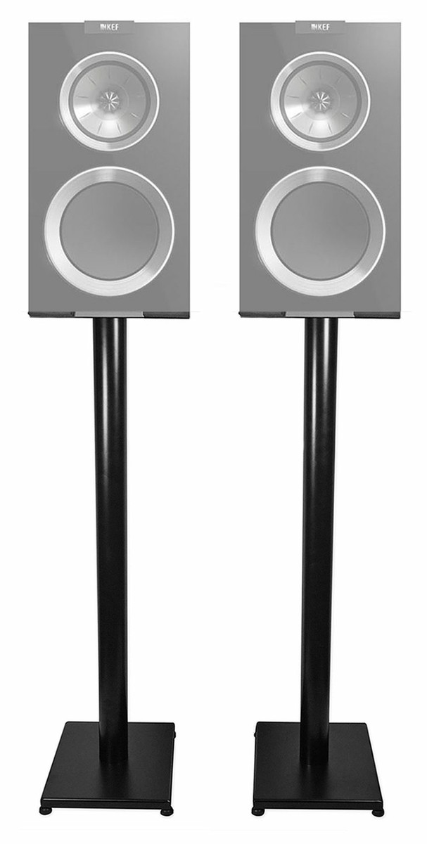 Black 37” Steel Bookshelf Speaker Stands For KEF R300 Bookshelf