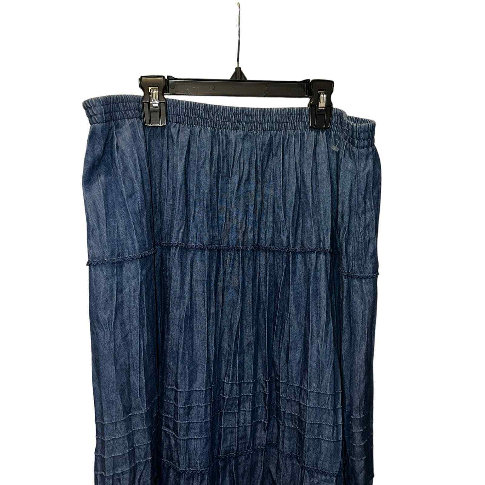 City Blues Koret Pull On Maxi Skirt Denim Look Si… - image 6