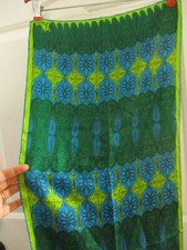 vintage scarf vera neumann green blue 1970s