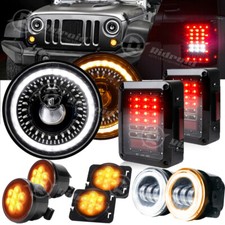 7 Led Headlights Fog Light Turn Signal Tail Lights Combo For Jeep Jk 2007-2017