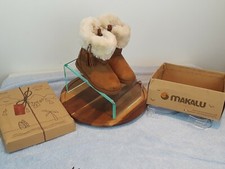 Makalu California Iceland Girls 10M Chestnut Side Zip Faux Fur Trim Suede Boots