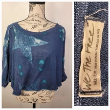 Free People Crop Star Tshirt Womens Medium Relaxed Boxy Top Oversized OB1569249
