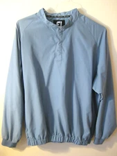 EUC- Packable FootJoy "FJ"  Golf Size XL Light Blue Long Sleeve Windshirt