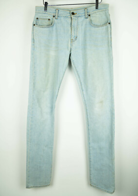 SAINT LAURENT PARIS D02 SK LW Skinny Light Blue Washed Denim Jeans Men's 34 
