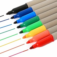 Colour 8 Pack Permanent Marker Pens Sharpi Tip Bullet Point Multi Assorted Pen