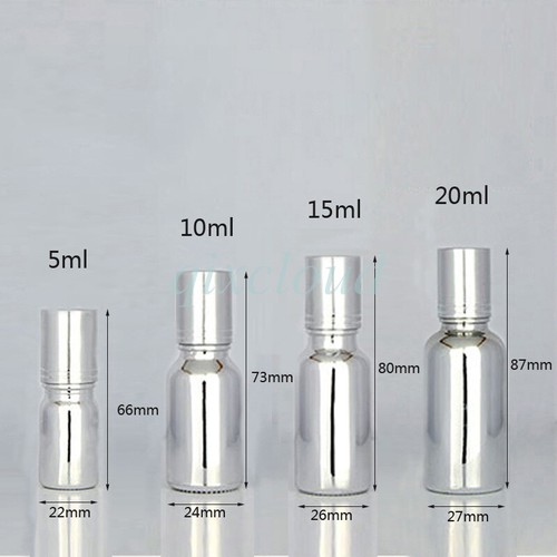 Chrome Silver Empty Glass Oil Roll on Bottle Rollerball 5ml 10ml 30ml 50ml 100ml - Picture 10 of 14
