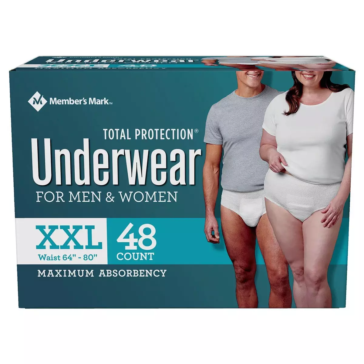 Member's Mark Total Protection Incontinence Underwear for Men and Women,  Size 