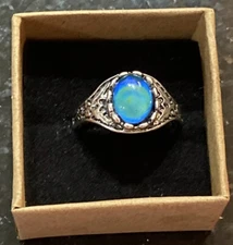 Luminous Gem Mood Ring Temp Change Zinc Alloy Size 10 + Gift Box + Color Chart