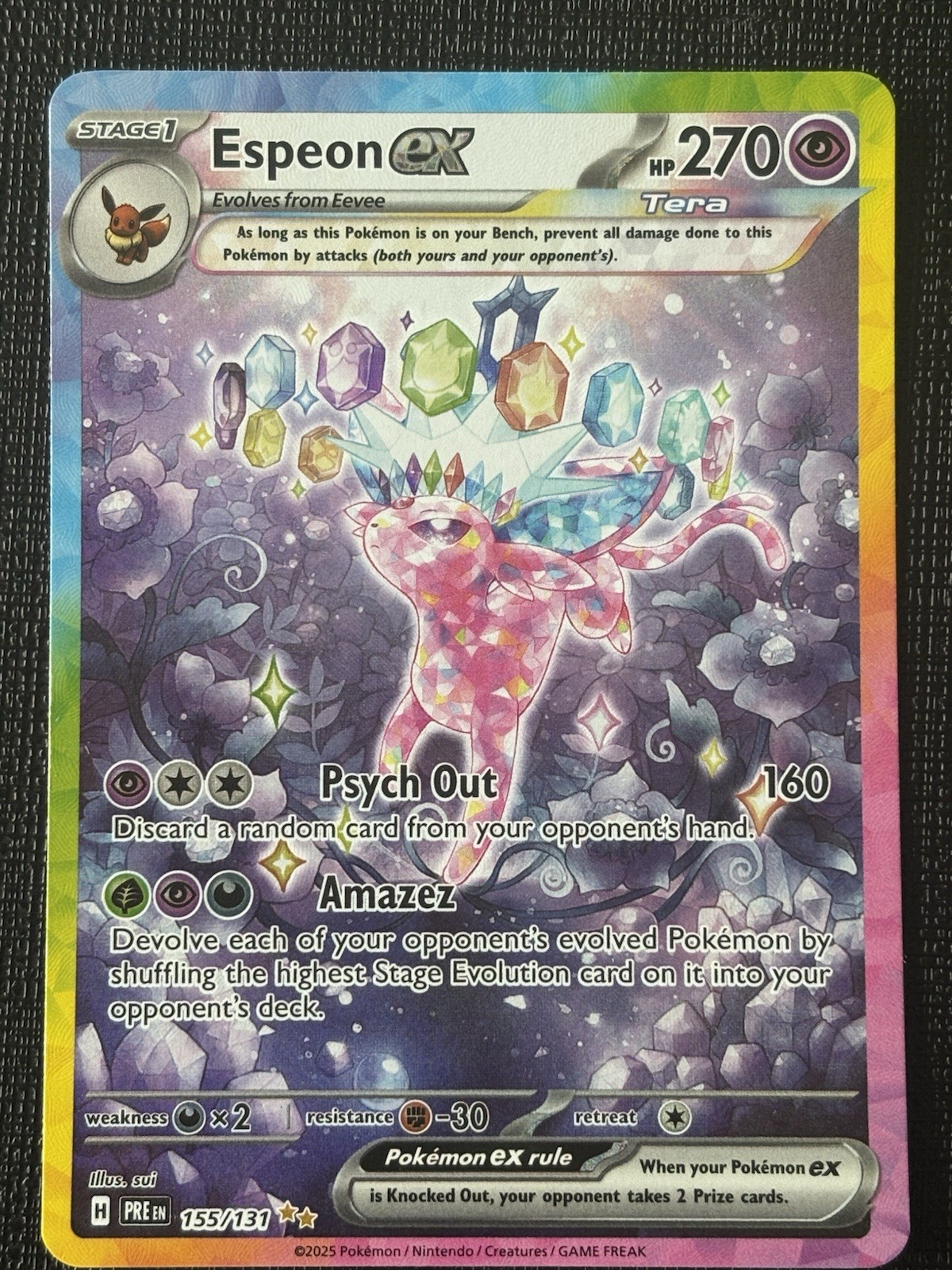 Pokemon TCG Espeon EX Prismatic Evolutions 155/131 SIR Near Mint
