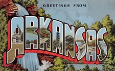 Arkansas AR Greetings From Large Letter 18248 Linen Postcard