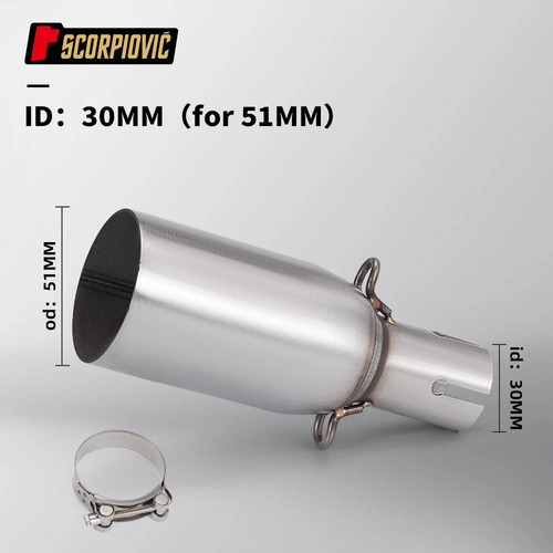 Motorcycle Modified Exhaust Pipe, for 28-45mm Adapter, 51mm Middle Link Pipe - Picture 17 of 23