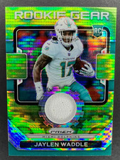 2021 Panini Prizm Jaylen Waddle Rookie Gear Neon Green Pulsar Prizm RC RG-8