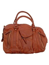 Melina Damen Leder Henkeltasche Braun Vintage Stil Made in Italy 40x30cm