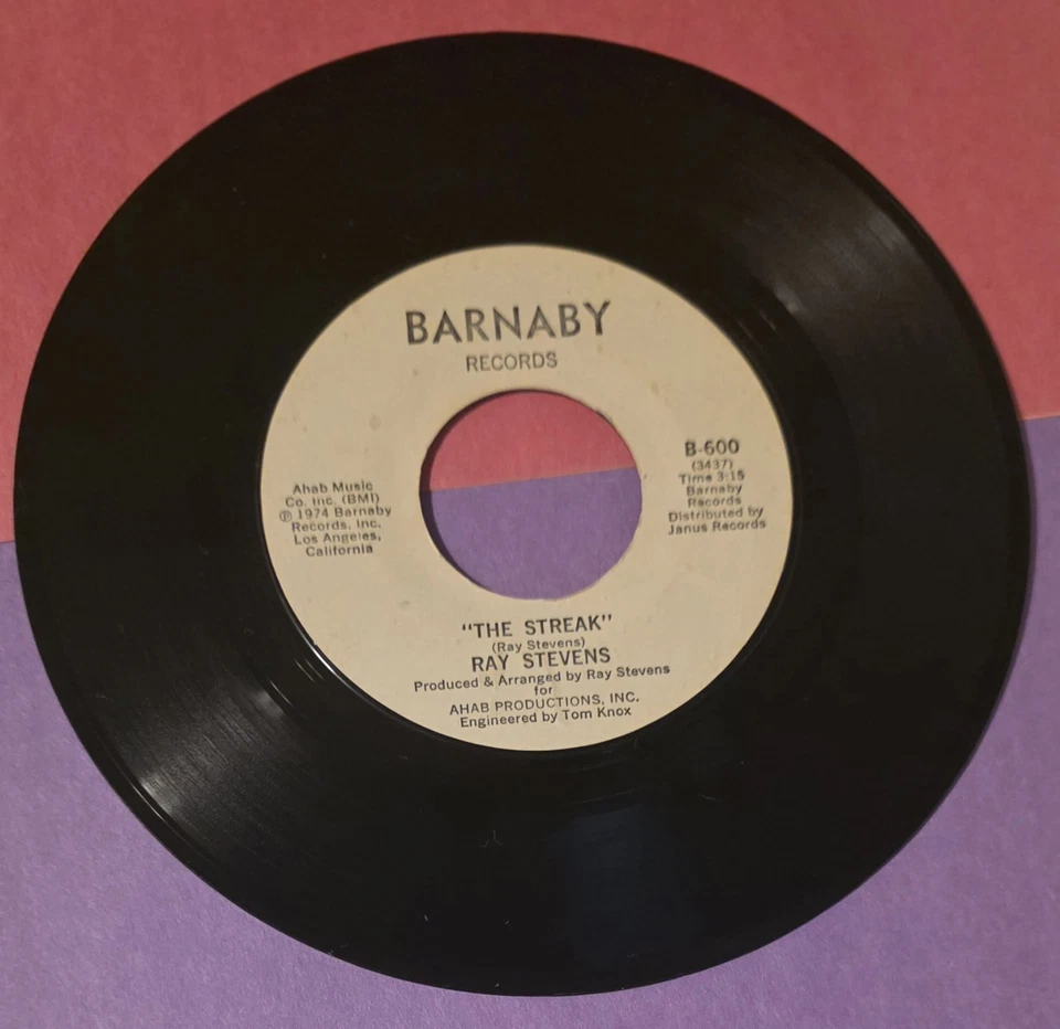 Used Vintage 45 RPM Vinyl Single 1974 Ray Stevens- The Streak/Barnaby Records - Image 4 of 4
