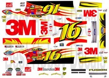 16 Greg Biffle 3M Fusion Roush 1/64 - HO Scale Slot Car Waterslide Decals