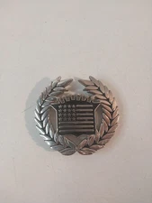 Vintage Famous Stars & Stripes CADILLAC Crown Logo w/USA Flag Belt Buckle #8387