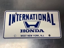 Vintage International HONDA Advertising License Plate West New York NJ
