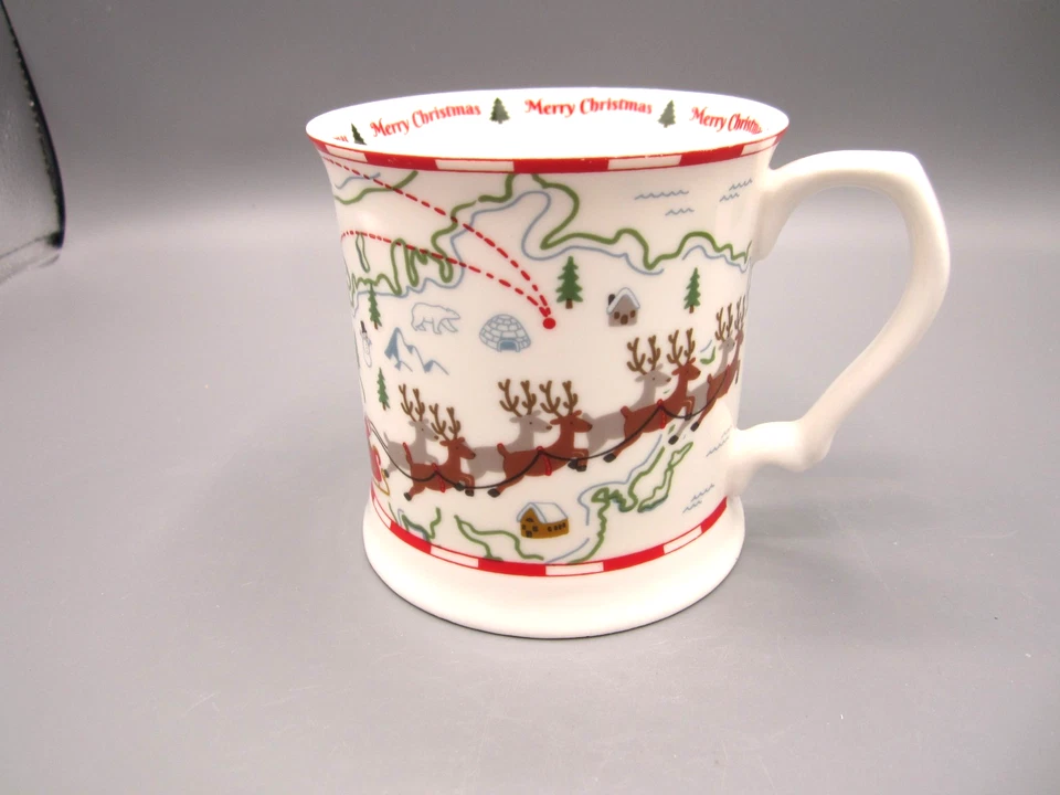 Grace TeaWare, Santa Tracker White Green Red Coffee, Tea Mug 12 oz (C16) - Image 3 of 4
