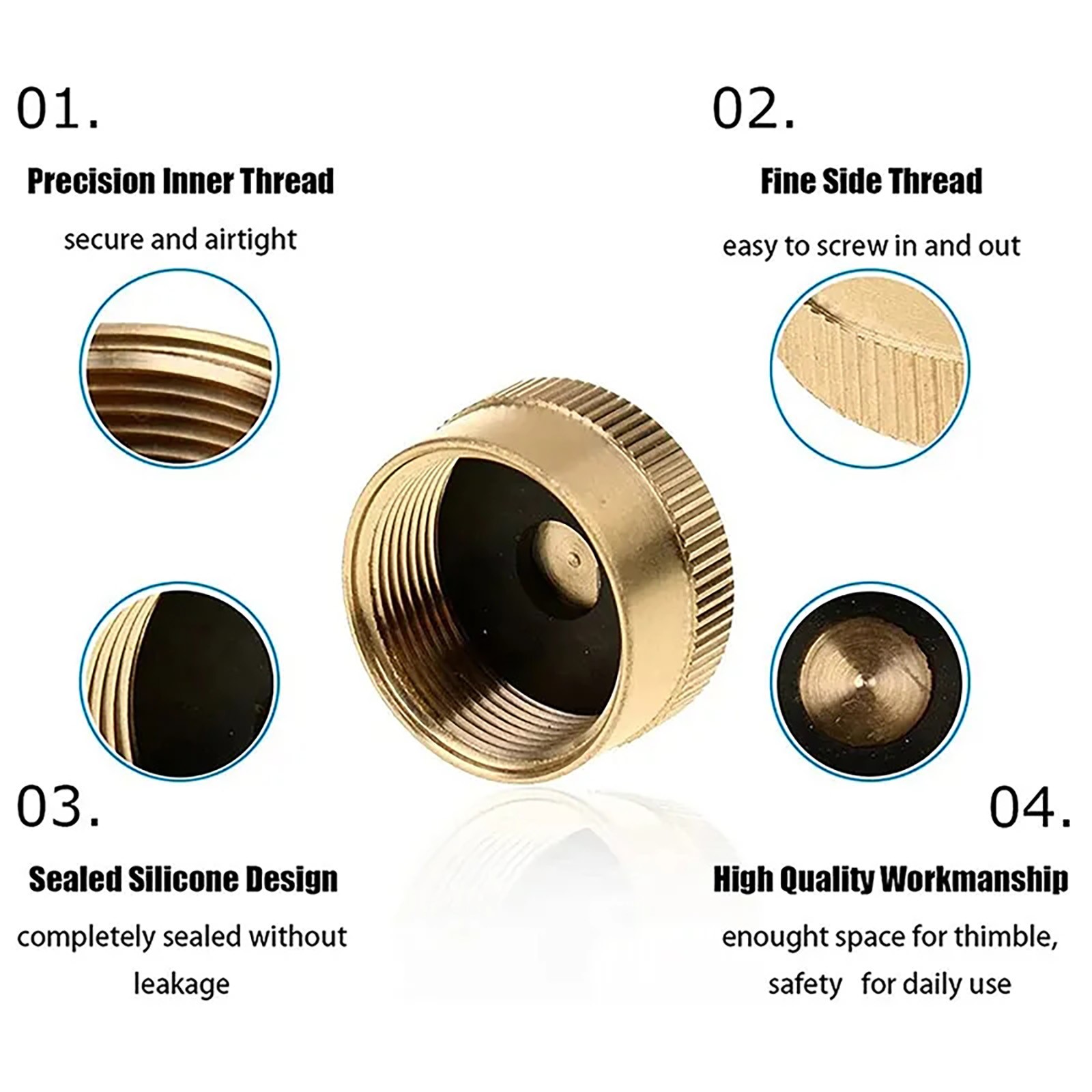 6X Solid Brass Propane Bottle Caps Cover Parts For 1 LB Gas Tank Cylinder Seal