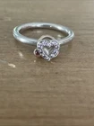Vintage PANDORA ALE Sterling Silver 14k Gold Pink Heart  Dangle Ring Sz 7.25