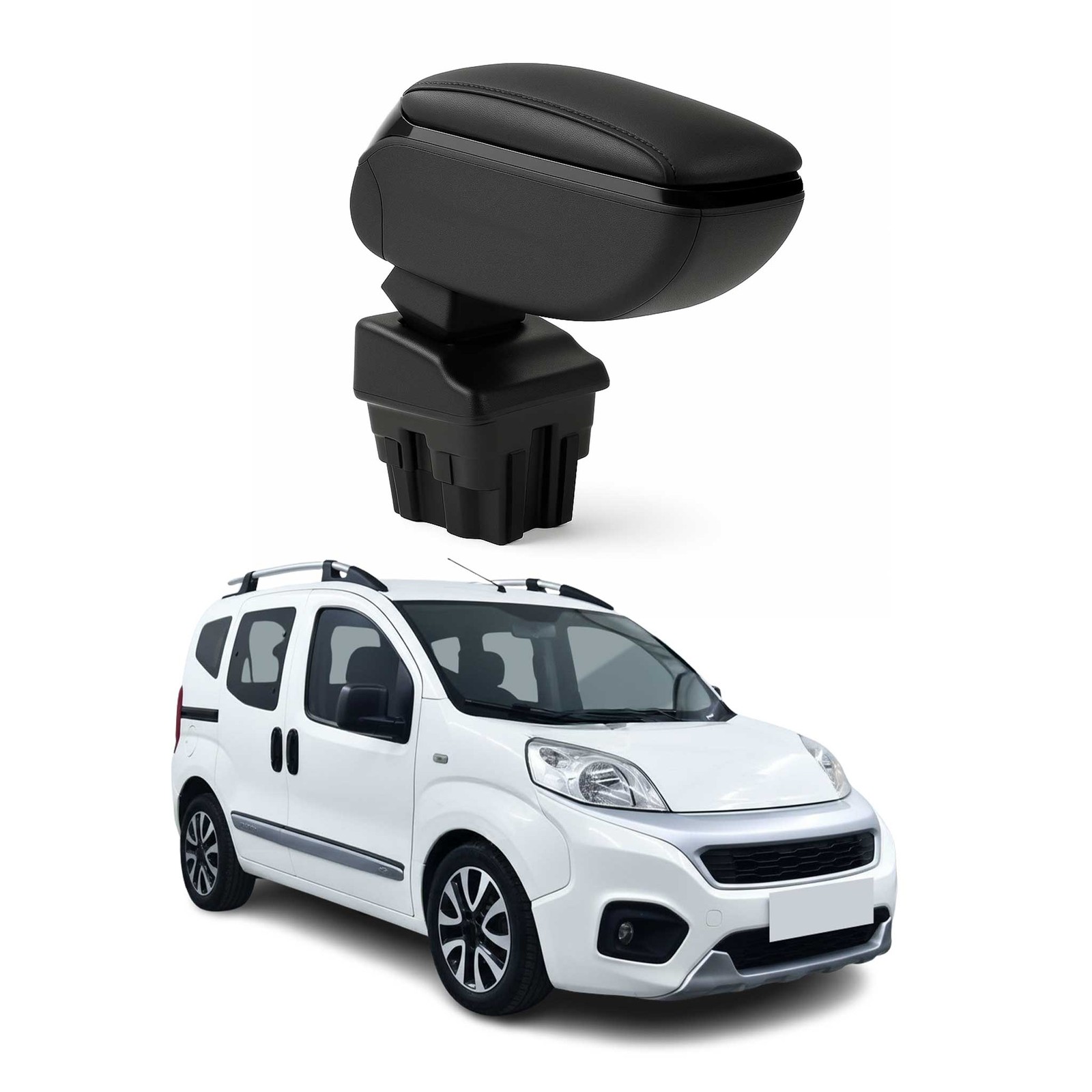 Accoudoir de voyage pour Fiat Qubo 2008-2015 confort coulissant vinyle