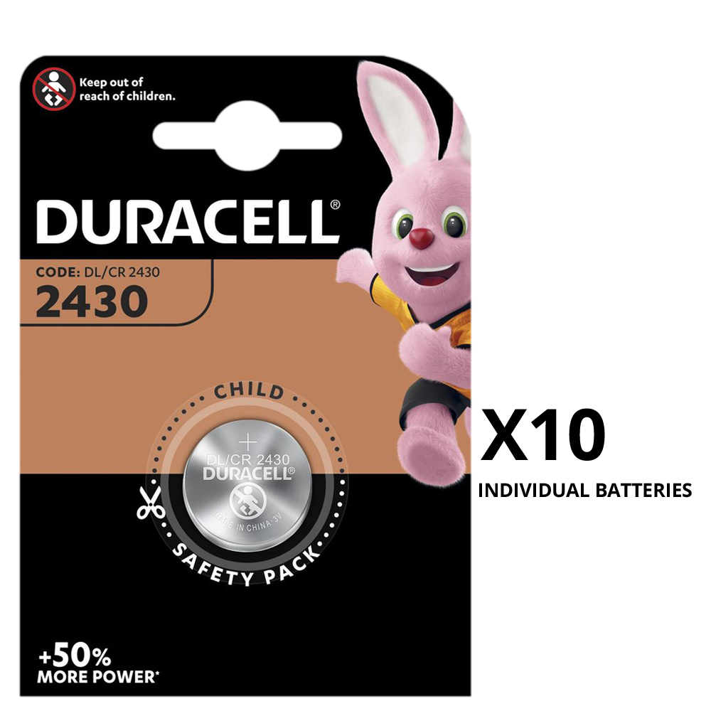 Duracell DL2430 CR2430 2430 3V Lithium Coin Cell Batteries x 10 **Long Expiry**