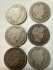 Lot of (6) U.S. Silver Barber Dimes - Circulated Dates Vary.mints Vary See Pics