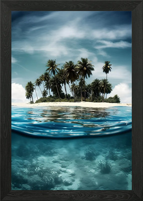Gerahmtes Wandbild Tiny Paradise Island Poster Leinwanddruck Bild